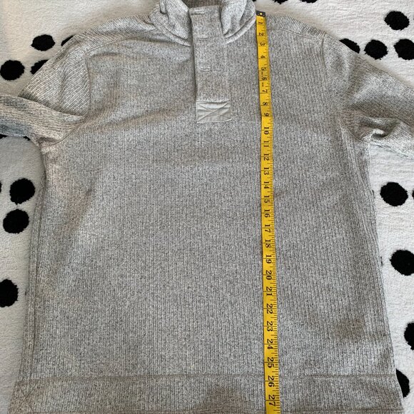 Field & Stream Sweater Henley Men L Grey Ribbed Chunky Knit Mock Neck 1/4 Button - Picture 10 of 11
